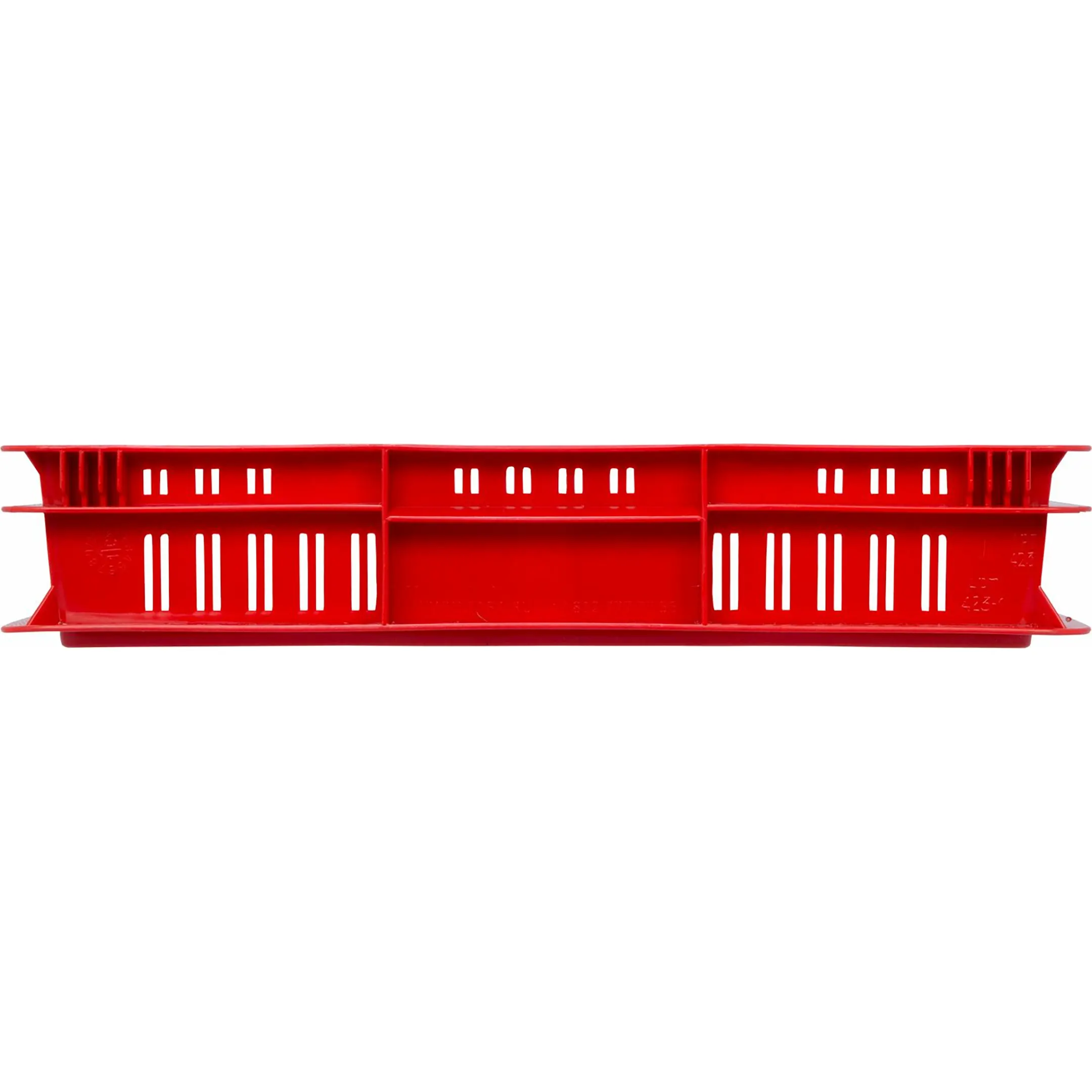 Ящик п/э 600х400х75 дно сплошное, стенки перфорированные арт. 423-1, без крышки (Красный)